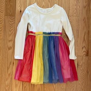 Hanna Andersson white Dress with gauze Rainbow Skirt